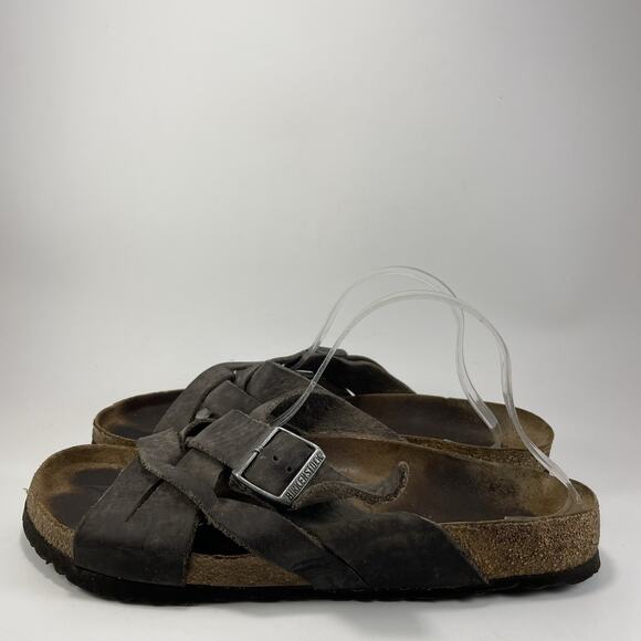 Birkenstock Lugano Slide Sandals Mens Size 11, EU44 Brown Distressed Criss Cross main image 6